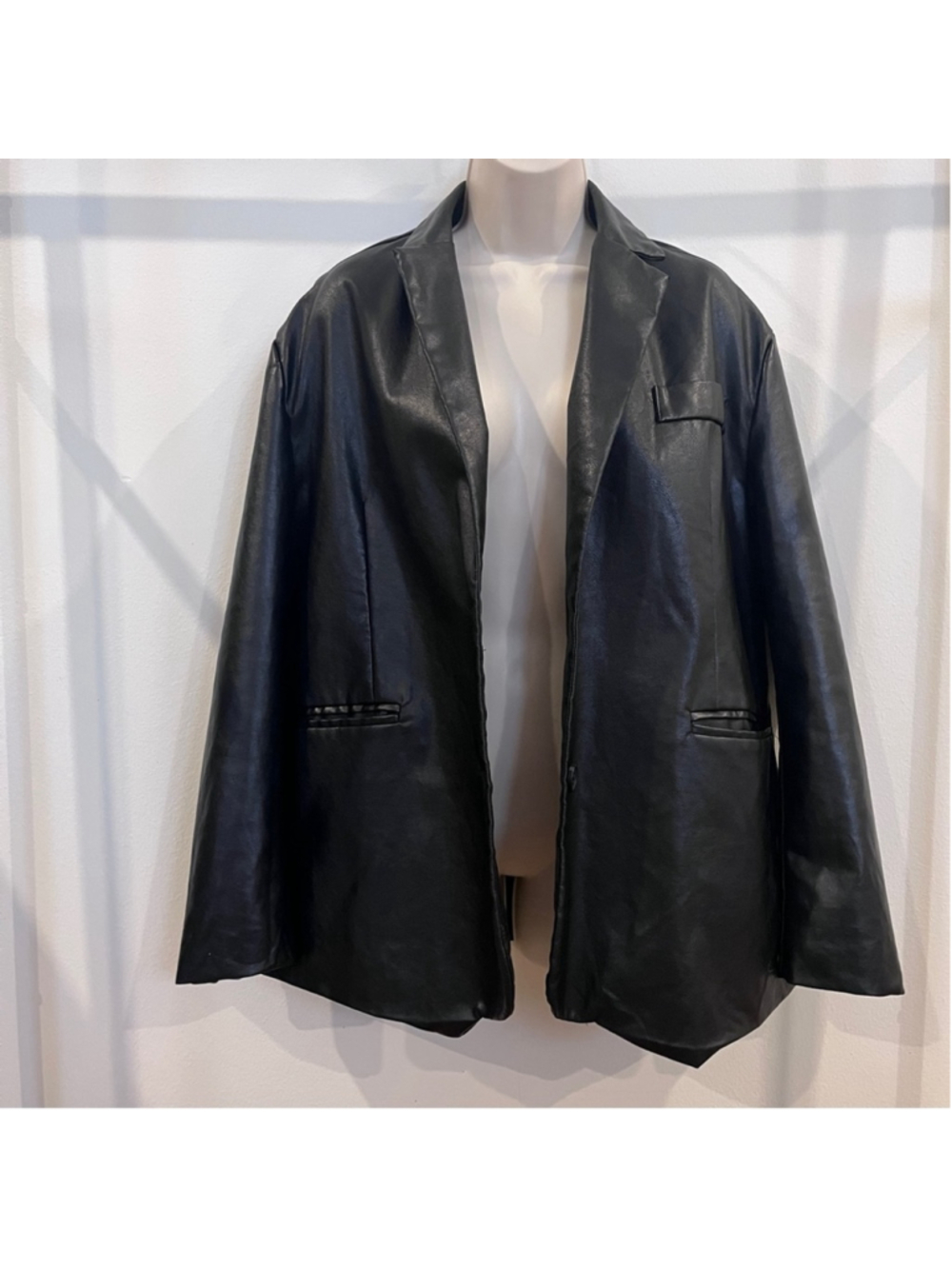 Black Leather Jacket Oversized 90’s Y2K XS Small Goth Whimsigoth Indie Grunge
